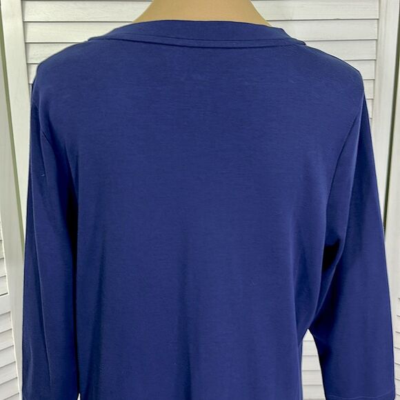 Isaac Mizrahi Navy Blue Tee Large Pima Cotton - Picture 8 of 12